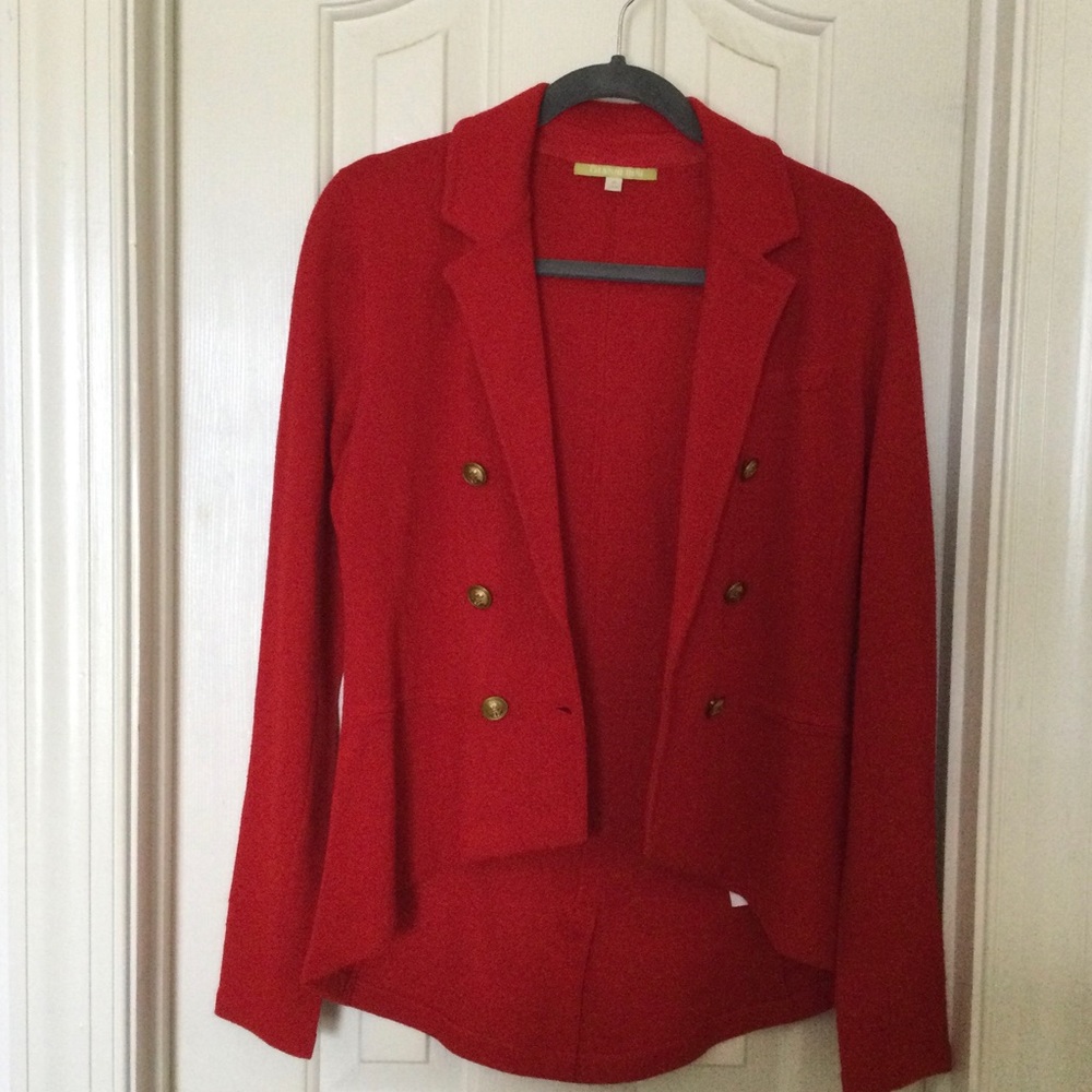Giani Bernini Womens red knit double breasted blazer